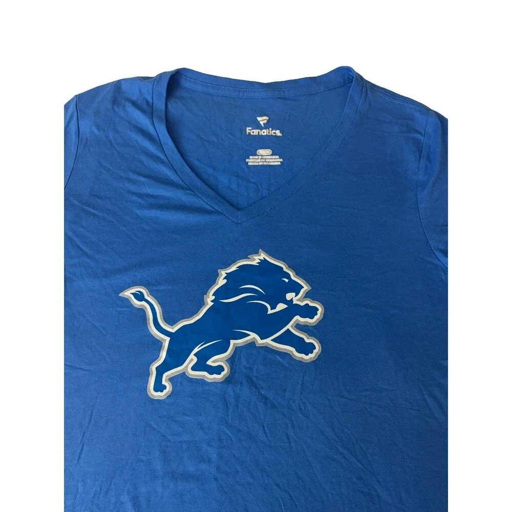 Detroit Lions Aidan Hutchinson #97 Fanatics Women's M Blue V- Neck T-Shirt NWT